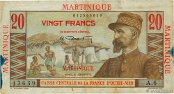 20 Francs Émile Gentil MARTINIQUE  1946 P.29 TTB