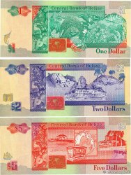 1, 2 et 5 Dollars Lot BELIZE  1990 P.51, P.52a et  P.53a q.FDC