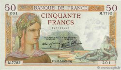 50 Francs CÉRÈS modifié FRANCE  1938 F.18.10 SUP