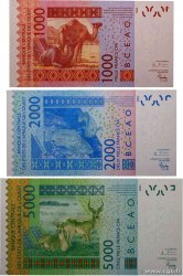 1000, 2000 et 5000 Francs Lot WEST AFRICAN STATES  2003 P.115Aa, P.116Aa et P.117Aa UNC-