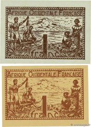 1 Franc Lot FRENCH WEST AFRICA  1944 P.34a/b UNC