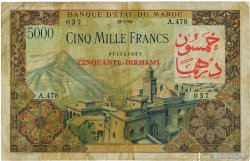 50 Dirhams sur 5000 Francs MAROC  1953 P.51 pr.TB