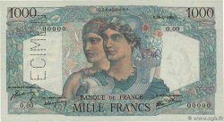 1000 Francs MINERVE ET HERCULE Spécimen FRANCE  1945 F.41.01Sp1 AU-