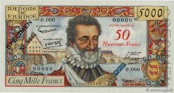 50 NF sur 5000 Francs HENRI IV Spécimen FRANCE  1958 F.54.01Spn UNC