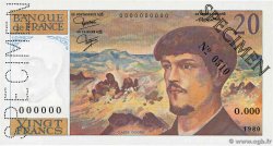 20 Francs DEBUSSY Spécimen FRANCIA  1980 F.66.01Spn2 FDC