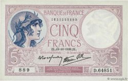 5 Francs FEMME CASQUÉE modifié FRANCE  1939 F.04.12