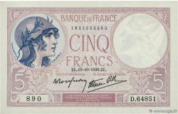 5 Francs FEMME CASQUÉE modifié FRANKREICH  1939 F.04.12