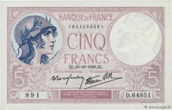 5 Francs FEMME CASQUÉE modifié FRANCE  1939 F.04.12