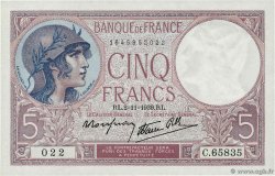 5 Francs FEMME CASQUÉE modifié FRANCIA  1939 F.04.14