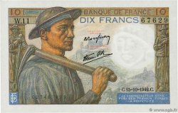 10 Francs MINEUR FRANCE  1942 F.08.04 NEUF