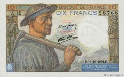 10 Francs MINEUR FRANKREICH  1942 F.08.04