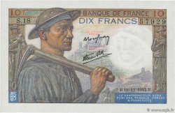 10 Francs MINEUR FRANCIA  1942 F.08.05 FDC