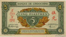 5 Piastres vert / marron INDOCHINE FRANÇAISE  1942 P.061 SUP+