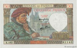 50 Francs JACQUES CŒUR FRANKREICH  1942 F.19.18