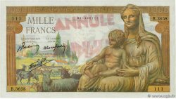 1000 Francs DÉESSE DÉMÉTER Annulé FRANCE  1943 F.40.17