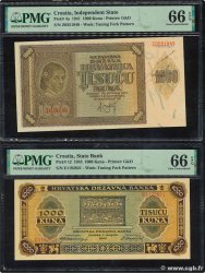 1000 Kuna Lot CROATIE  1943 P.04a et P.12a NEUF