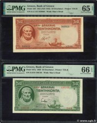 50 Drachmes Lot GRÈCE  1945 P.107Aa et P.168 NEUF