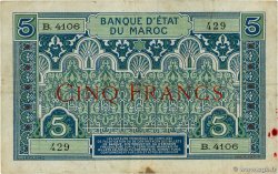 5 Francs MAROKKO  1924 P.09 fSS