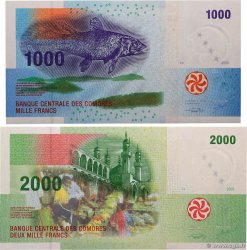 1000 et 2000 Francs Lot COMORES  2005 P.16a et P.17