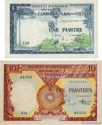 1 Piastre - 1 Dong et 10 Piastres - 10 Dong Lot FRANZÖSISCHE-INDOCHINA  1953 P.105 et P.107