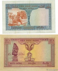 1 Piastre - 1 Dong et 10 Piastres - 10 Dong Lot FRENCH INDOCHINA  1953 P.105 et P.107 VF