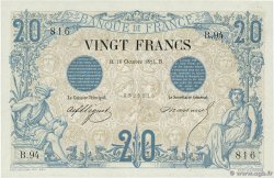 20 Francs NOIR FRANCE  1874 F.09.01 XF+