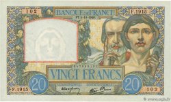 20 Francs TRAVAIL ET SCIENCE FRANCE  1940 F.12.10 SUP