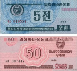 5 et 50 Chon Lot COREA DEL NORTE  1988 P.24 et P.26 SC+