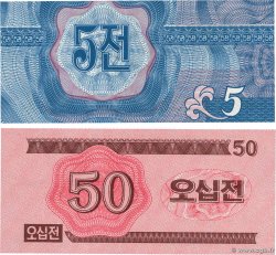 5 et 50 Chon Lot NORTH KOREA  1988 P.24 et P.26 UNC-