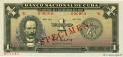 1 Peso Spécimen KUBA  1975 P.106s fST+