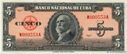 5 Pesos Petit numéro CUBA  1950 P.078b FDC