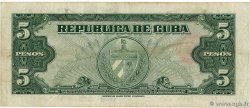 5 Pesos CUBA  1960 P.092a BC+