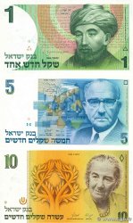 1 , 5 et 10 New Sheqel Lot ISRAELE  1986 P.51Aa, P.52 et P.53