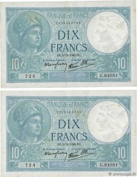 10 Francs MINERVE modifié Lot FRANCE  1940 F.07.23 VF+