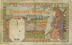 50 Francs TUNISIA  1938 P.12a VG