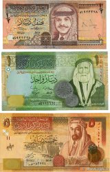 1/2 et 5 Dinars Lot JORDAN  1992 P.23a, P.34e et P.35d VF