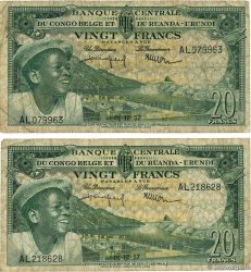 20 Francs Lot BELGISCH-KONGO  1957 P.31 fS