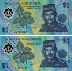 1 Ringgit - 1 Dollar Lot BRUNEI  1996 P.22a et P.22b