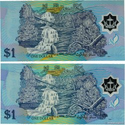 1 Ringgit - 1 Dollar Lot BRUNEI  1996 P.22a et P.22b NEUF
