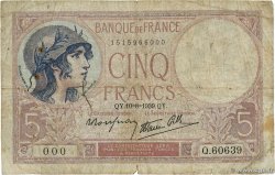 5 Francs FEMME CASQUÉE modifié Numéro spécial FRANCIA  1939 F.04.05 RC