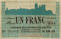 1 Franc FRANCE régionalisme et divers Béziers 1915 JP.027.15 TB