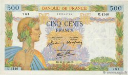 500 Francs LA PAIX FRANCE  1941 F.32.25 VF-