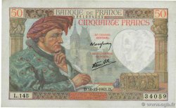 50 Francs JACQUES CŒUR FRANCE  1941 F.19.17 SUP