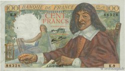 100 Francs DESCARTES FRANKREICH  1942 F.27.01