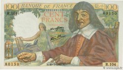 100 Francs DESCARTES FRANCE  1944 F.27.06 UNC-