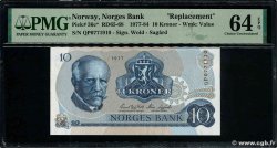 10 Kroner Remplacement NORVÈGE  1977 P.36cr fST+