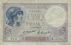 5 Francs FEMME CASQUÉE FRANCE  1923 F.03.07