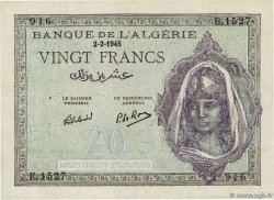 20 Francs ALGERIA  1945 P.092b q.SPL