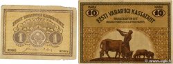 1 et 10 Marka Lot ESTONIA  1919 P.43 et P.46b RC