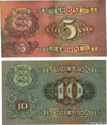 5 et 10 Krooni Lot ESTONIA  1929 P.62a et P.63a F